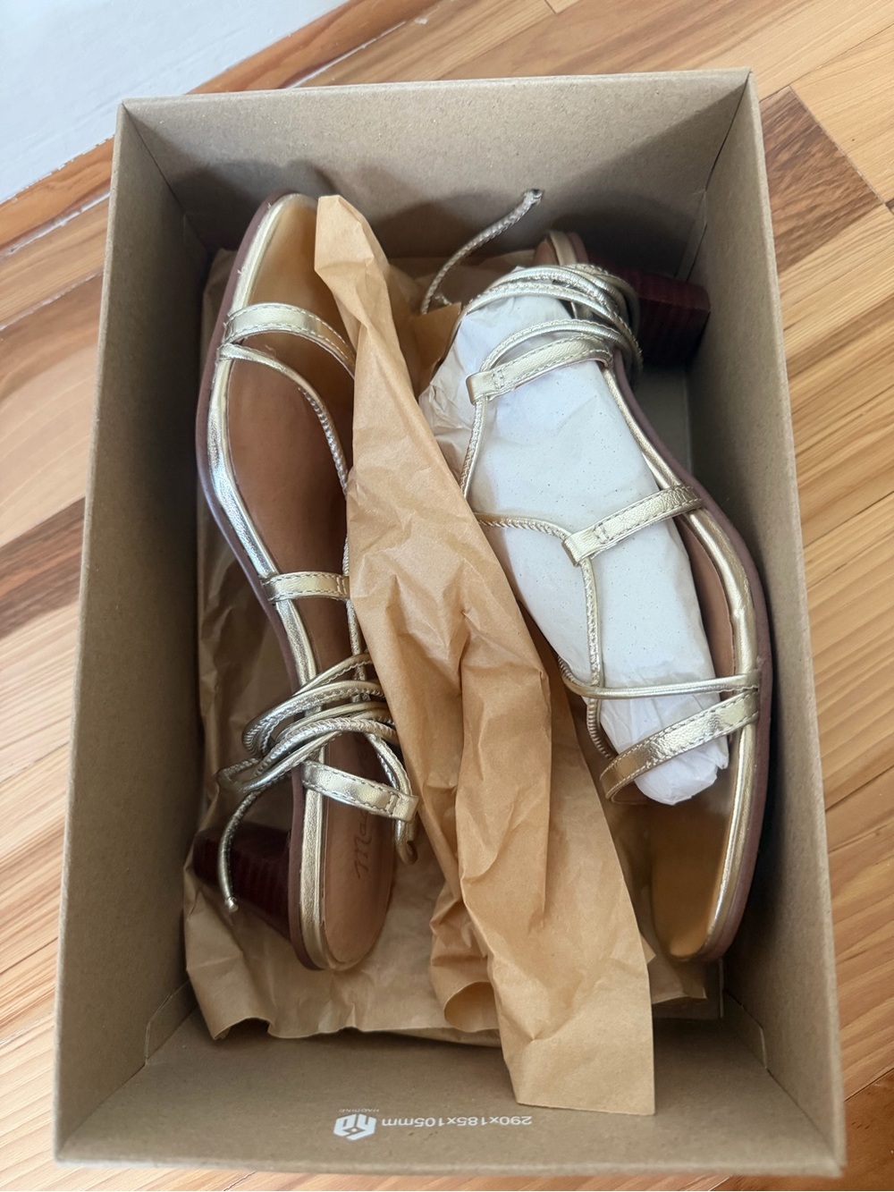 Madewell Cloudlift Lace-Up Kitten-Heel Sandals - Warm Gold Boxed